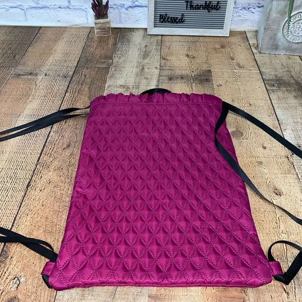 Fabletics raspberry GWP drawstring cinch backpack